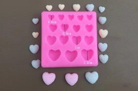 Molde silicona 16 mini corazones texturados